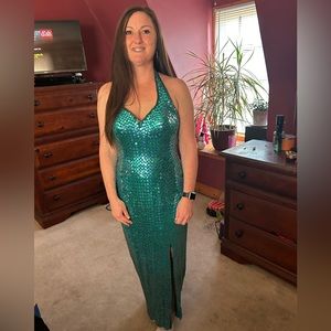 Mike Benet Sequin Turquoise Dress for prom/ pageant